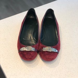 Gucci Velvet Flats 6B Gold Buckle